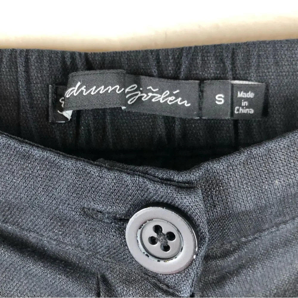 Gudrun Sjoden Black Linen Cotton Blend Tapered Trouser Pants Size Small